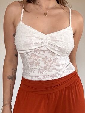 Papermoon White Lace Ruched Camisole